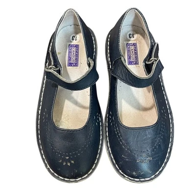 L'Amour Antonia Cuero Clásico Perforado Mary Jane Niñas Talla 13 Azul Marino Foto 1 de 4