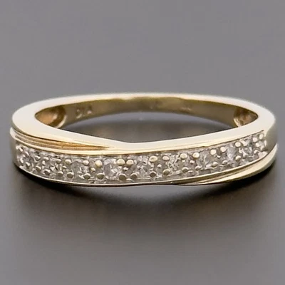 9ct Yellow Gold Diamond Eternity Band Ring Size J Hallmarked - Image 1 of 4