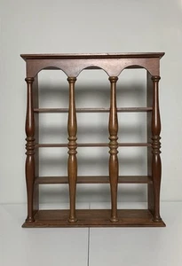 Vintage Wood Colonial 3-Tiered Spindle Hanging Wall Shelf Decor Curio Display - Picture 1 of 8