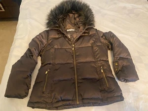 Damen Calvin Klein Daunen Gefüllt Puffer Jacke Größe XL Parka Mantel Kunstfell Kapuze - Bild 1 von 7