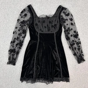 Gothic Samt Kleid Damen Medium Spitze Witchy Dark Fairy Whimsigoth Goth Y2K - Bild 1 von 11