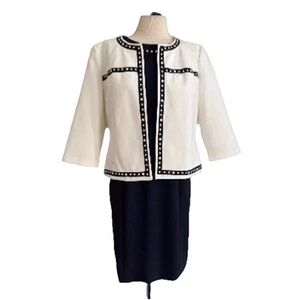 Rafaella 2-teiliger Anzug Gr. 12P Etuikleid Sakko MARINE CREME BUSINESS - Bild 1 von 13