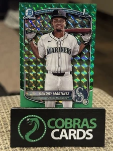 Refractor geométrico verde Bowman Chrome Kendry Martinez 2025 1st Prospect #/99 - Imagen 1 de 2