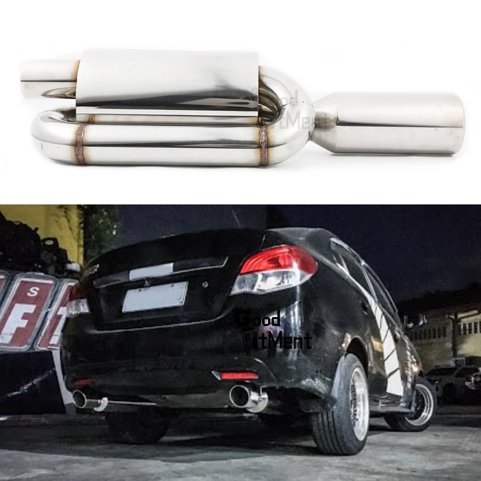 For Mitsubishi Mirage Twin Exhaust Muffler 2.5" Inlet 4.0" Tip Stainless Steel - Imagem 1 de 4