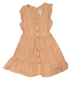 E&M Damen Kleid Größe Medium neu ohne Etikett Schweizer Punkte Rüschen Tanktop fließend Bohemian Mini - Bild 1 von 11