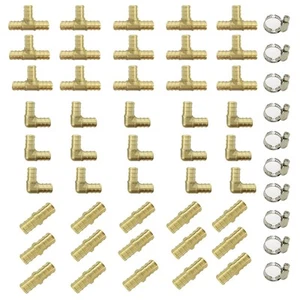 45-Pack Pex Fittings, 1/2 inch 15 EACH 90 Elbow Tee Coupling, No Lead Brass F... - Picture 1 of 6