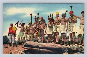 Navajo Feuertänzer zeremonieller Heilungstanz, Vintagekarte - Bild 1 von 2