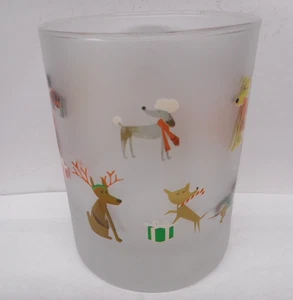 Culver Holiday/Christmas Dogs Frosted Double Old Fashioned Glass Never Used - Bild 1 von 8