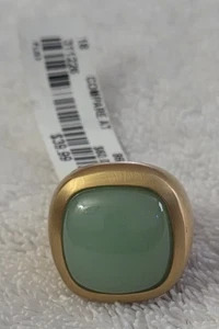 RARE Lucas Jack Brushed 24kt Gold Plated Statement Ring Green Resin Stone NEW  - Picture 1 of 6
