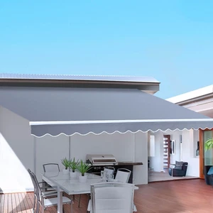 Instahut Folding Arm Awning, 4M X 3M Pearl Grey Retractable Blinds Outdoor Pa... - Picture 1 of 7