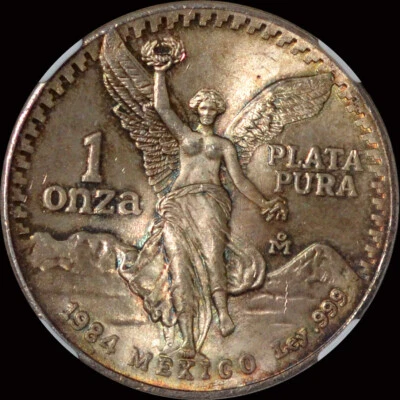 NGC MS65 1984 Mo Mexico 1 Silver Onza, lightly toned! - Image 1 of 4