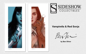Sideshow 2x Art Print - Vampirella & Red Sonja - by Ben Oliver 2 Print in Einem - Bild 1 von 4