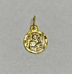 14 Karat Yellow Gold Our Lady of Perpetual Help 8mm Baby Medal - Picture 1 of 2