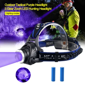 UV LED Headlamp Head Torch Blacklight 395nm Ultraviolet Light USB Rechargeable - Picture 1 of 9