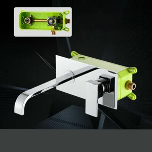 Chrome Bathroom Sink Faucet Single Handle Wall Mounted With Shower Box Brass Tap - Bild 1 von 6