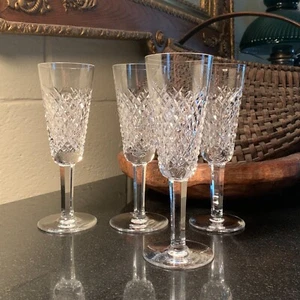 4 Waterford Alana 7 3/8" Fluted Champagne Glasses Gothic Mark Ireland Pristine - Picture 1 of 13