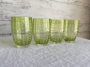 ZAFFERANO PERLE APPLE GREEN Tumbler Glass Federico de Majo 4 Piece Made In Italy - Picture 1 of 4