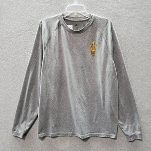 Arizona Sun Devils Men Activewear Top Large Gray Adidas Logo Long Sleeve READ - Picture 1 of 9
