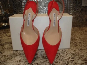 Manolo Blahnik Carolyne 39.5 M, EUC $795 50 mm kitten heel + non-slip sole - Picture 1 of 11