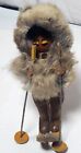 Vtg Alaskan Inuit Eskimo Doll Made W/ Real Fur,leather, Wood Handmade Poland 