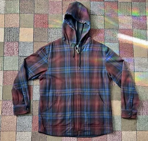 PENDLETON VIRGIN WOOL BOARD PLAID FULL ZIP HOODIE JACKET MENS SIZE LARGE - Picture 1 of 13