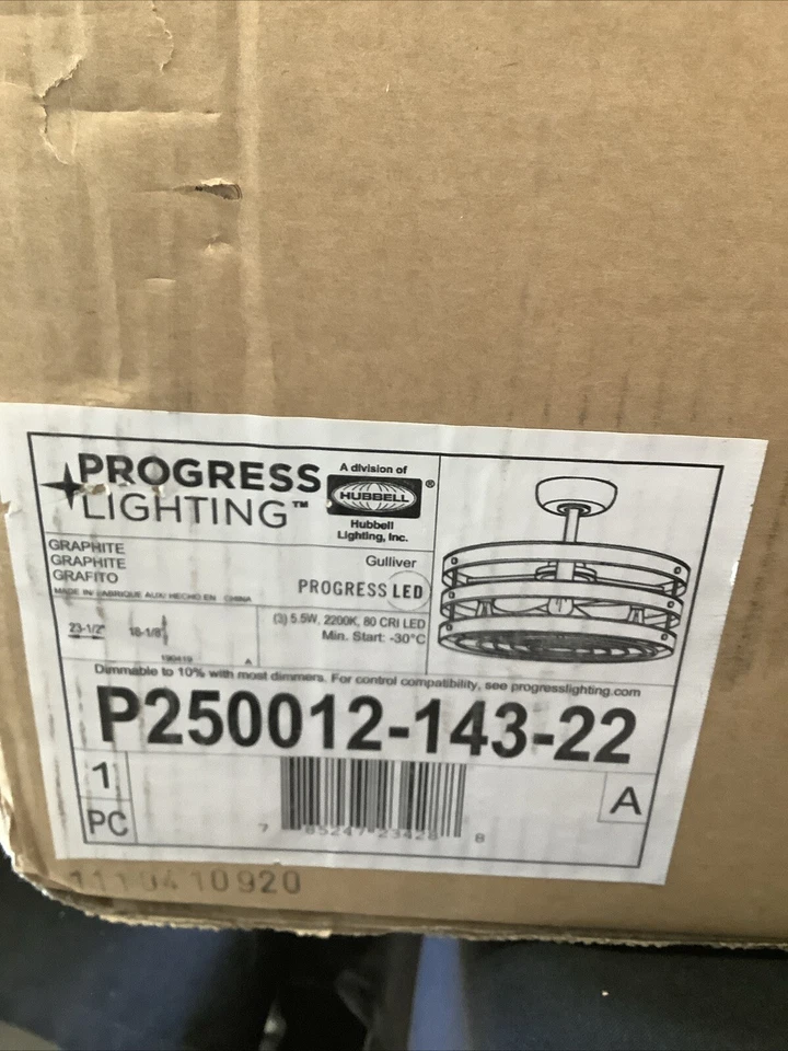 Progress Lighting 24" 3 Blade Indoor Fixture. Graphite. P250012-143-22. RM5 - Image 1 of 4