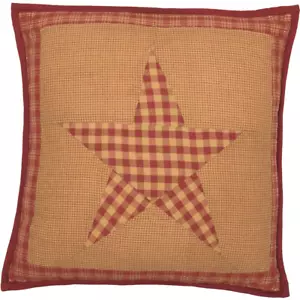 "Primitive Farmhouse Cuscino Accento Trapuntato 9 Stelle con Riempimento 16x16" - Foto 1 di 4