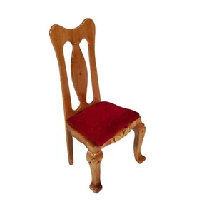 Dollhouse Furniture Victorian Wood Red Velvet Chair - 1:12 - Picture 1 of 6