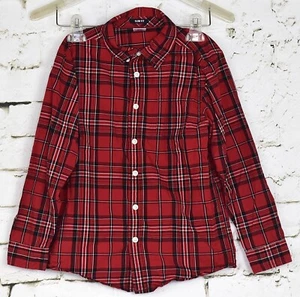 Gymboree Dress Shirt Boys Slim Fit Button Down Plaid Red Black Long Sleeve M 7/8 - Picture 1 of 5