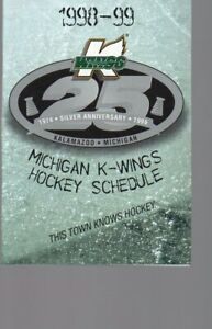 1998/99 Michigan K-Wings Ahl Hockey Pocket Schedule