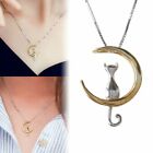 Cat on the Moon Necklace, Silver & Gold Pendant, UK Seller, BNWT