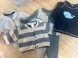 Janie and Jack Hanna Anderson Bundle | Boy Button Down Sweater Size 0-6 Months - Picture 1 of 11