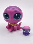 Littlest Pet Shop Lps 1-75 1-76 Octopus Momma Baby Pink Purple