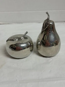 Vintage Empire Pewter Apple & Pear Salt & Pepper Shakers Small - Imagen 1 de 3