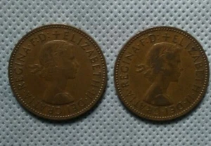 (2) 1964 GREAT BRITAIN ELIZABETH II HALF PENNY COINS! DD397XXX - Picture 1 of 4