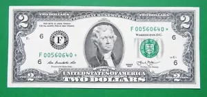 2013 $2. Federal Reserve Note-Low Serial Number -Star Banknote -Crisp Uncircated - Picture 1 of 2