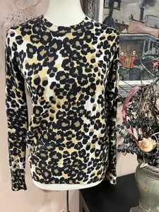 Suéter tejido 100 % cachemir estampado animal guepardo leopardo talla M Equipment para mujer - Imagen 1 de 10