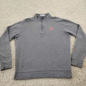 Maglione SMU Mustang Peter Millar uomo grigio medio rayon poli giacca zip 1/4 - Foto 1 di 12