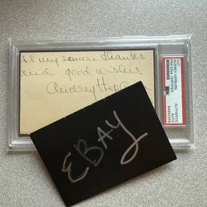 Rare Audrey Hepburn Signed Paper Card PSA PSA/DNA SLAB Slabbed 1953 - Picture 1 of 8