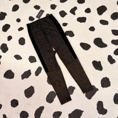 Новый с Ярлыками Lysse женщин маленький Трент искусственной кожи замши понте трикотажа черный коричневый леггинсы - Изображение 1 из 4