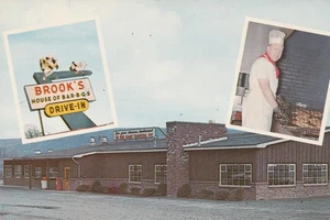 Brook's House of Bar-B-Q Drive In Restaurant,Oneonta,NY New York Postcard - Picture 1 of 1