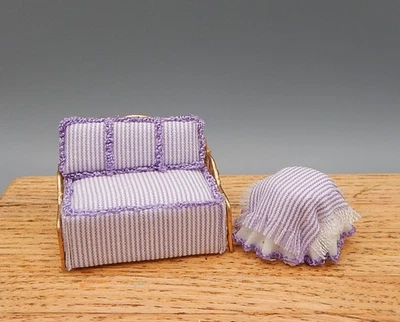 Vintage 1/4 Scale Antique Side Table & Brass Day Bed Dollhouse Miniature 1:48 - Image 1 of 4