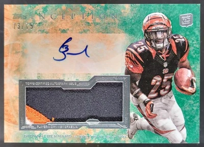 2013 Topps Inception Giovani Bernard Auto Jumbo Patches Green /75 RC Bengals SS2 - Image 1 of 4