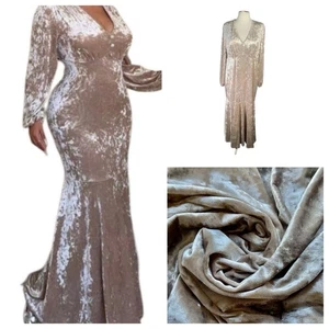 Pale Apricot Dress Size 22 (3XL) Long Ball Prom Velvet Curve Plus Cruise NEW NWO - Picture 1 of 24