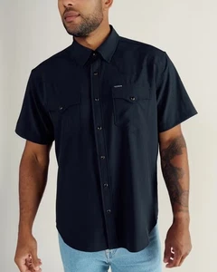 New Tecovas Size XL Performance Western Pearl Snap Shirt Black Short Sleeve - Picture 1 of 7