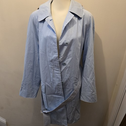 Burberry sz XL blue button front trench coat jacket
