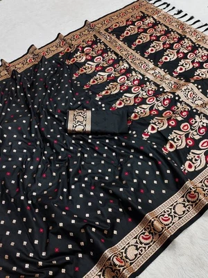 Narayanpet Cotton Saree With Zari Border Traditional South Indian Ethnic Sari - Image 1 of 2