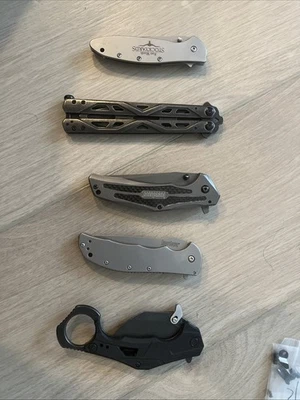 Kershaw Folding Knife Lot of 5, Trainer Butterfly, Karambit，assisted - Image 1 of 4