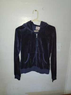 Juicy Couture Velour Hoodie Jacket Women’s XL Blue Zip Up  - Image 1 of 3