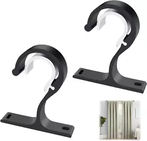 2 Stück Gardinenstange Halterung Schwarz für 25–28 mm Stangen Deckenhalterung Ga - Bild 1 von 6